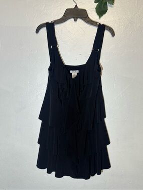 Cache Black Tiered Ruffle Mini Dress
